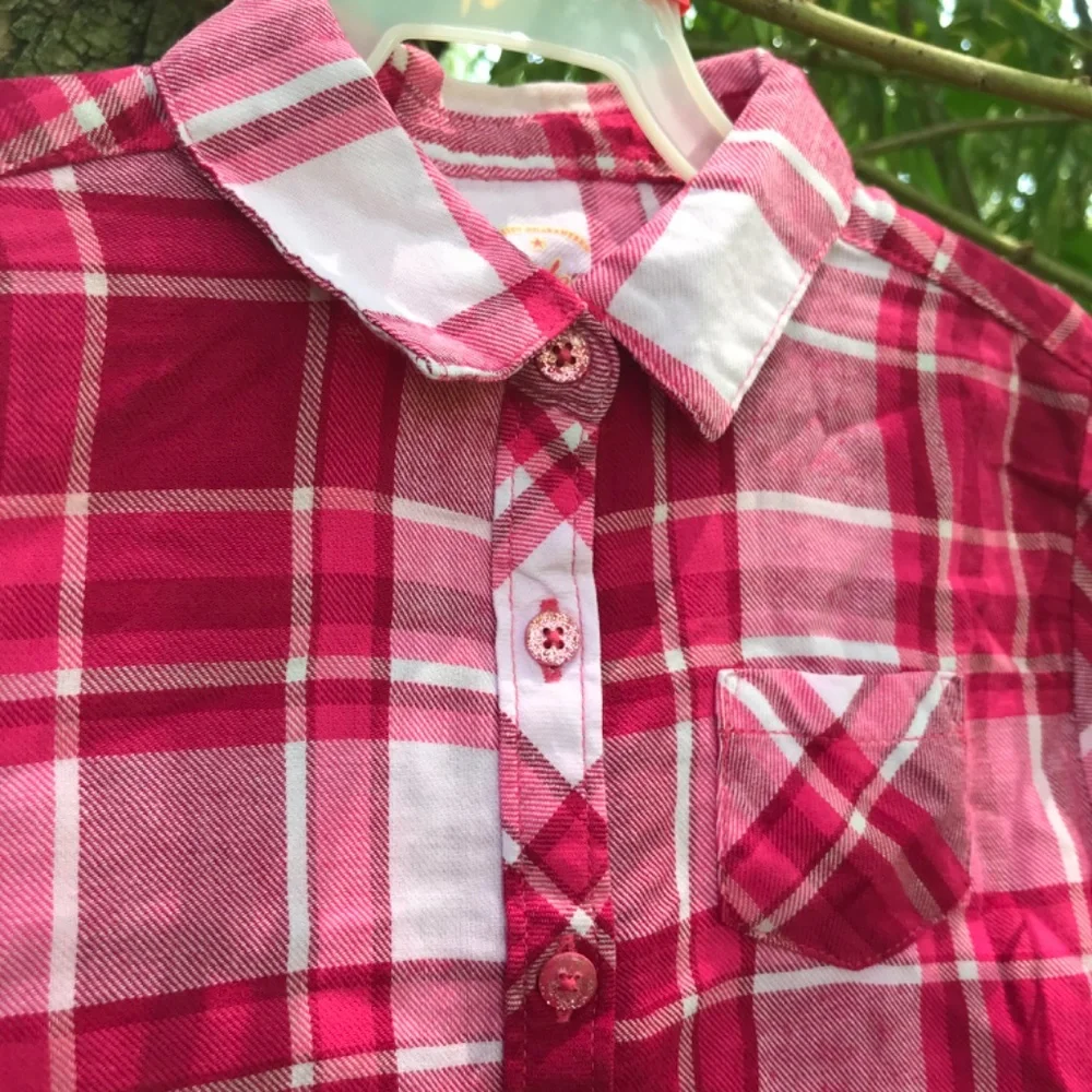 🍓NWT Button Down Western Spring Ombre Plaid Shirt